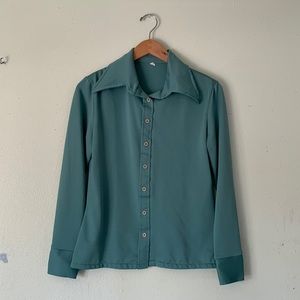 Vintage Dagger Collar Button Up Shirt Size S